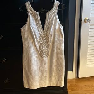 Lilly Pulitzer White and Gold Dress, Perfect condition!